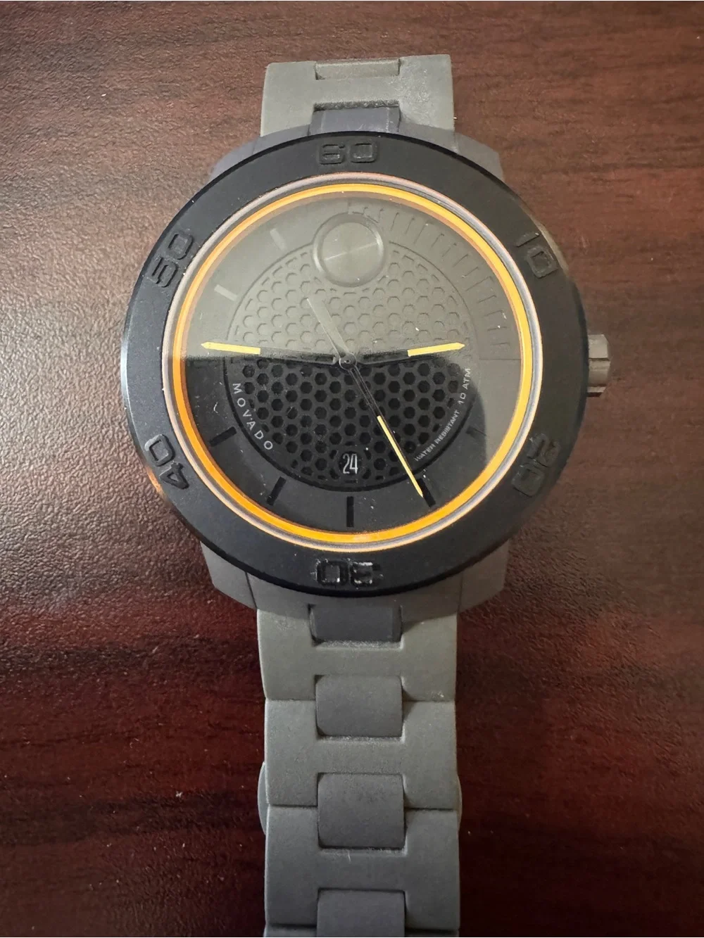 Movado Men's Gray Silicone Watch with Orange Accents BOLD 3600212